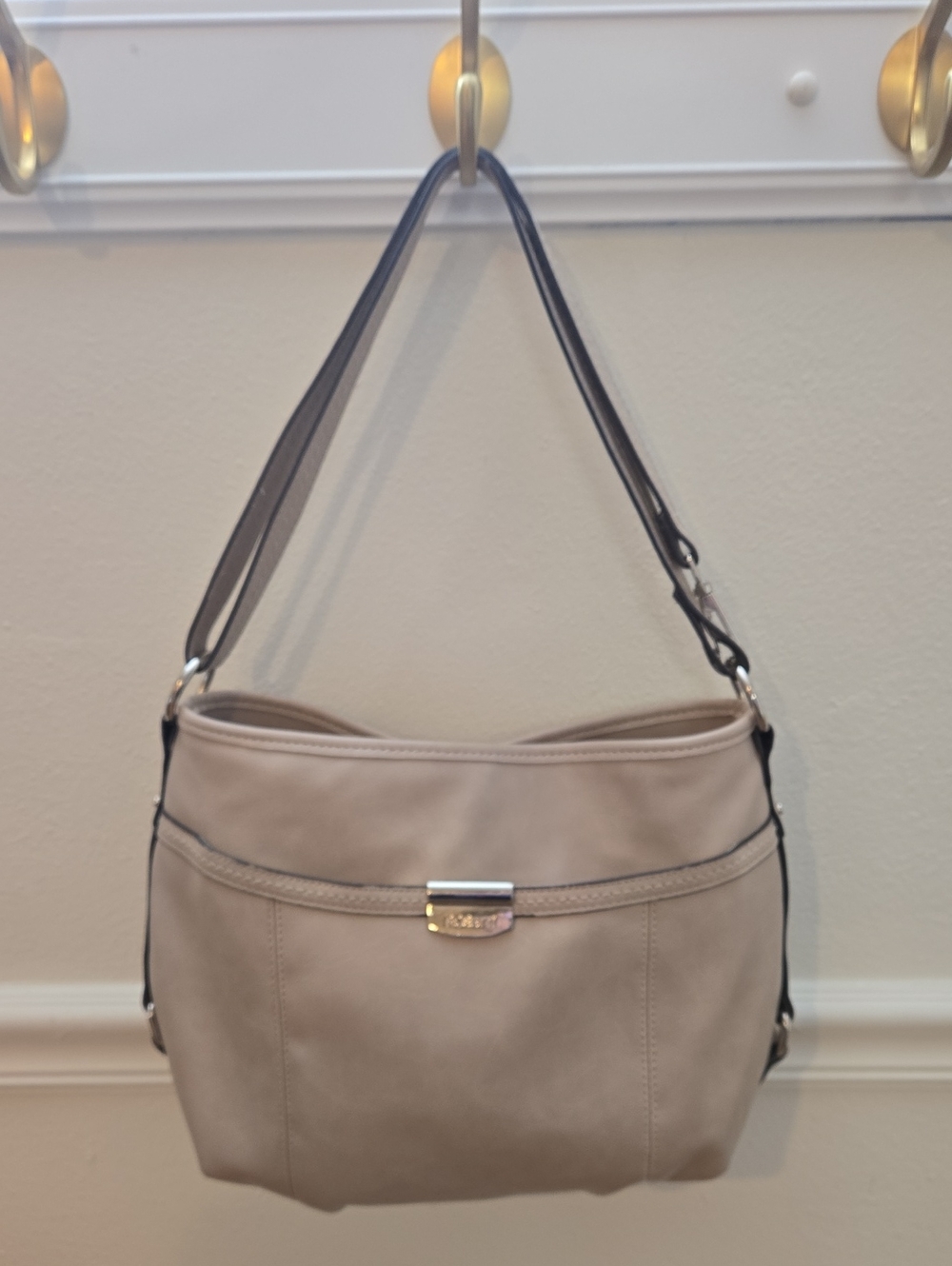 Rosetti Taupe Shoulder Bag with Dark Trim and Silver Accent